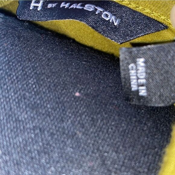 H BY HALSTON OLIVE GREEN DRESS WITH LACE. Sc624-7 - Picture 9 of 13